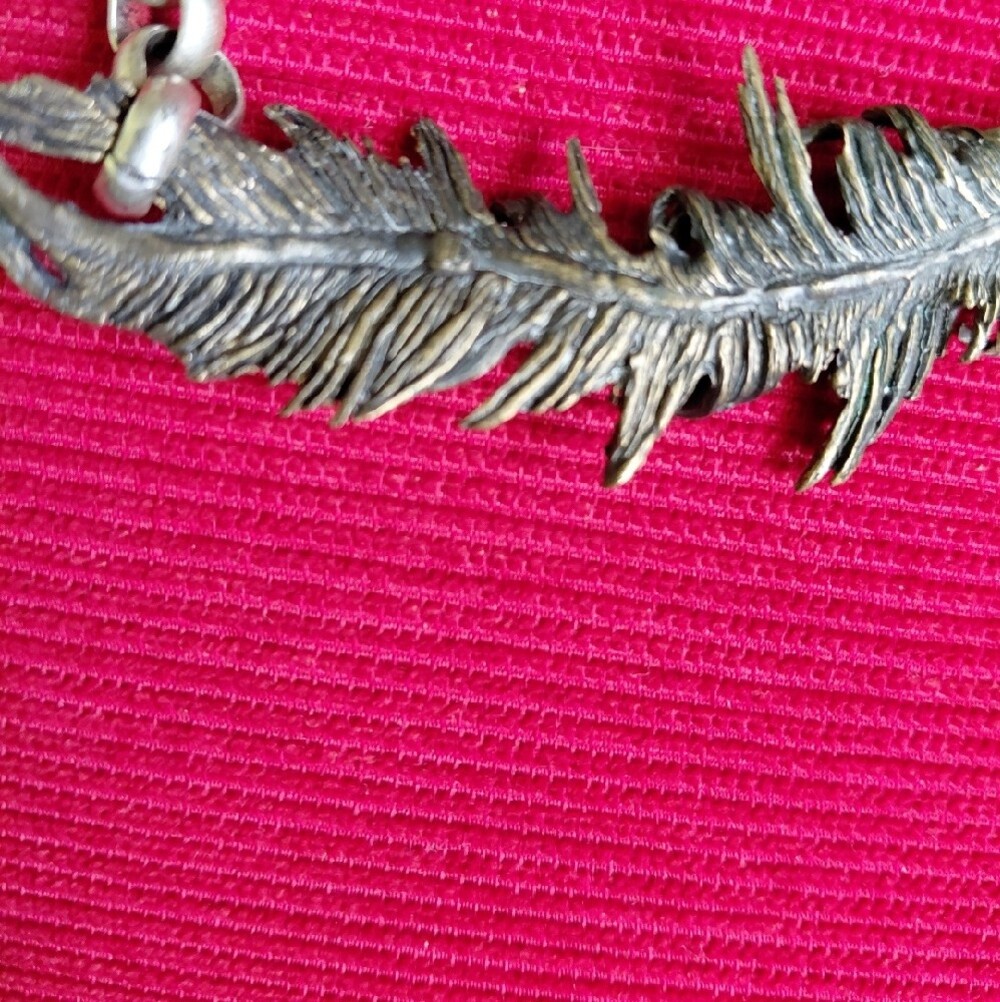 Bronze Feather Pendant Multi-Strand Necklace in Antique Silver and Gunmetal - Picture 5 of 8
